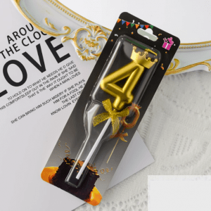 Свеча золотая цифра 4 61586