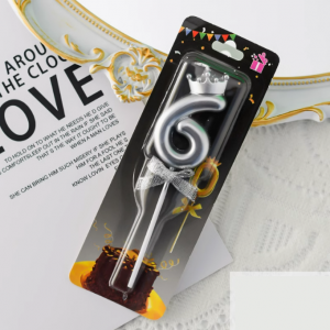 Свеча серебряная цифра 6 - 61787