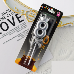 Серебряная свеча цифра 8 61789