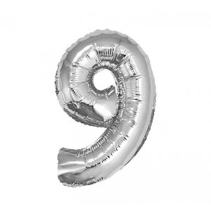 Серебряный шар цифра 9 61865